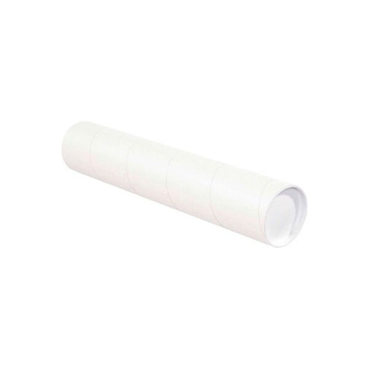 Mailing Tubes With Caps, 4" Dia. x 18"L, 0.08" Thick, White, 15/Pack