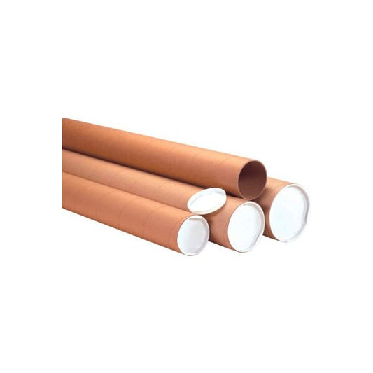 Heavy Duty Mailing Tubes With Caps, 4" Dia. x 36"L, 0.125" Thick, Kraft, 12/Pack