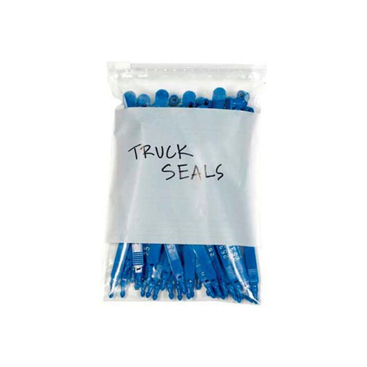 Slide Seal Reclosable Poly Bag W/White Block 9W x 6L 3 Mil Clear100/Pk