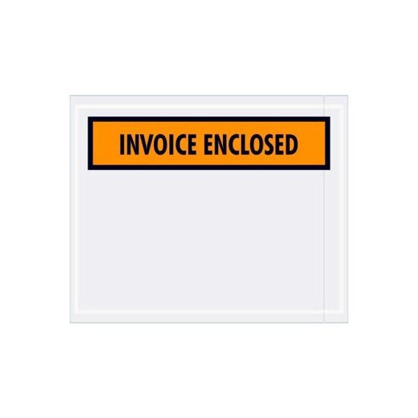 Panel Face Envelopes, "Invoice Enclosed" Print, 5-1/2"L x 4-1/2"W, Orange, 1000/Pack