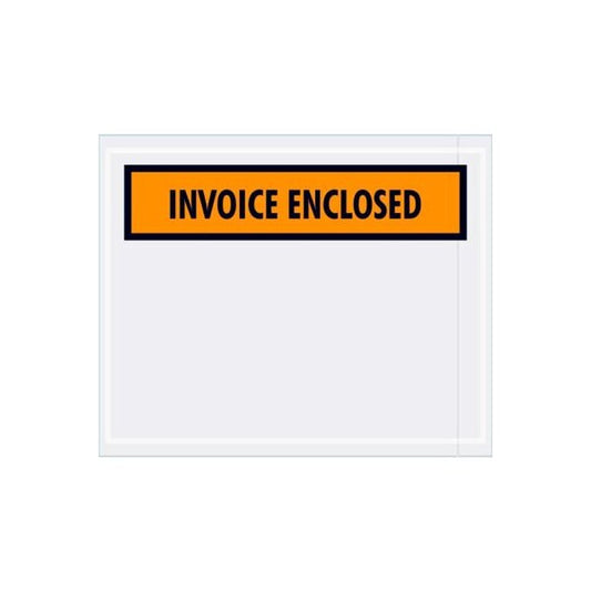 Panel Face Envelopes, "Invoice Enclosed" Print, 5-1/2"L x 4-1/2"W, Orange, 1000/Pack