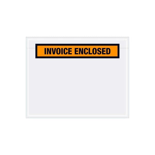 Panel Face Envelopes, "Invoice Enclosed" Print, 5-1/2"L x 7"W, Orange, 1000/Pack