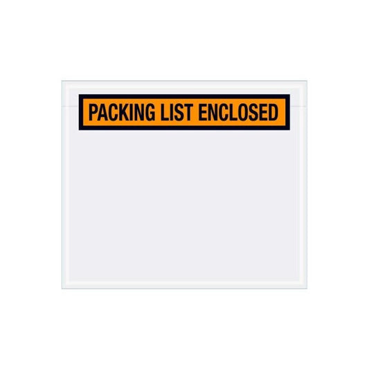Panel Face Envelopes, "Packing List Enclosed" Print, 6-1/2"L x 5"W, Orange, 1000/Pack