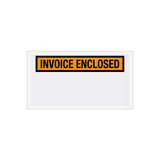 Panel Face Envelopes, "Invoice Enclosed" Print, 10"L x 5-1/2"W, Orange, 1000/Pack