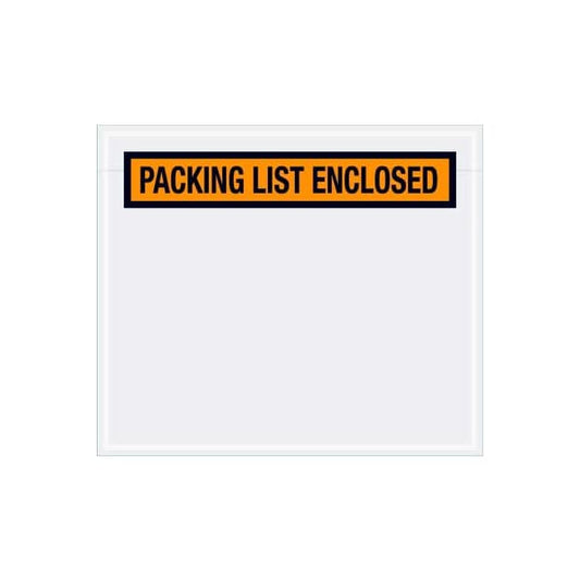 Panel Face Envelopes, "Packing List Enclosed" Print, 6"L x 7"W, Orange, 1000/Pack