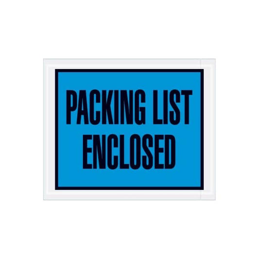 Full Face Envelopes, "Packing List Enclosed" Print, 5-1/2"L x 4-1/2"W, Blue, 1000/Pack