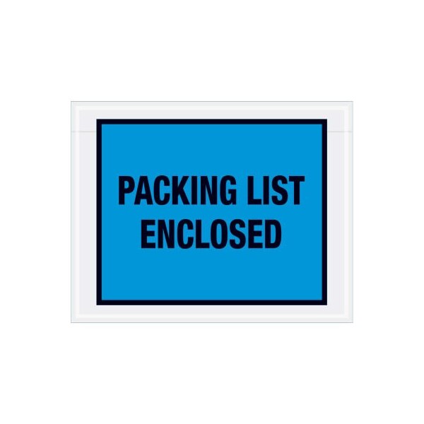 Full Face Envelopes, "Packing List Enclosed" Print, 7"L x 5-1/2"W, Blue, 1000/Pack