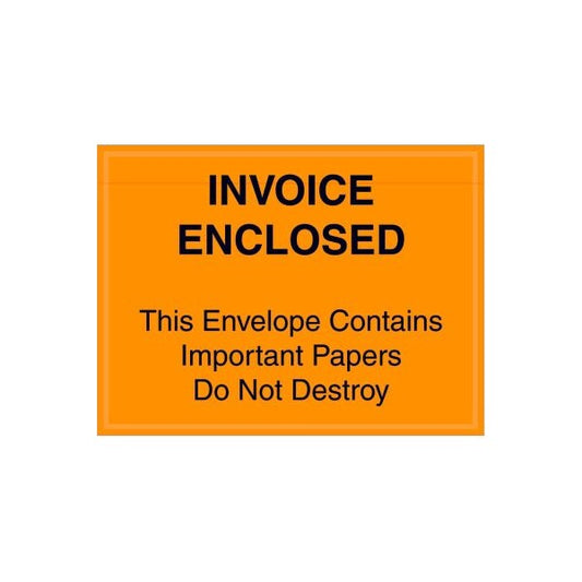 Full Face Envelopes, "Important Papers Enclosed" Print, 6"L x 4-1/2"W, Orange, 1000/Pack