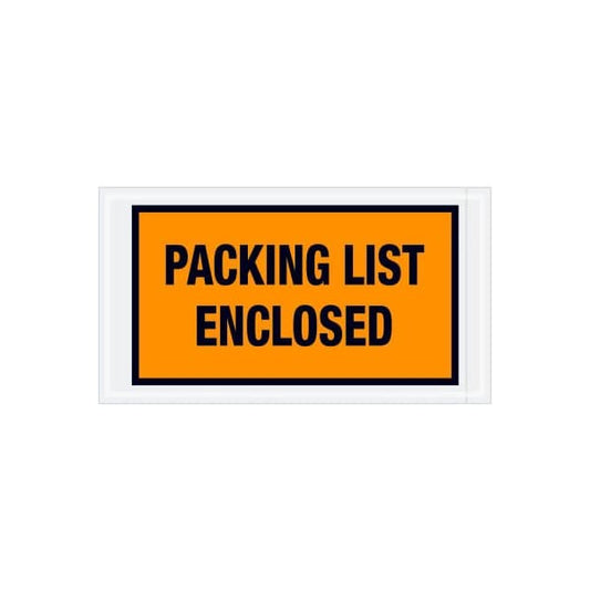 Full Face Envelopes, "Packing List Enclosed" Print, 10"L x 5-1/2"W, Orange, 1000/Pack
