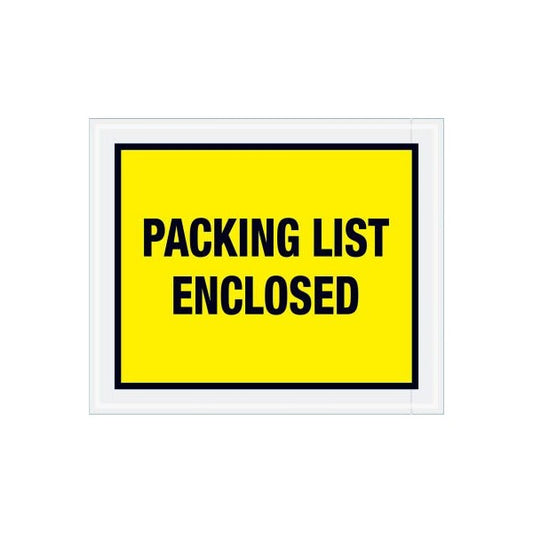Full Face Envelopes, "Packing List Enclosed" Print, 12"L x 10"W, Yellow, 500/Pack