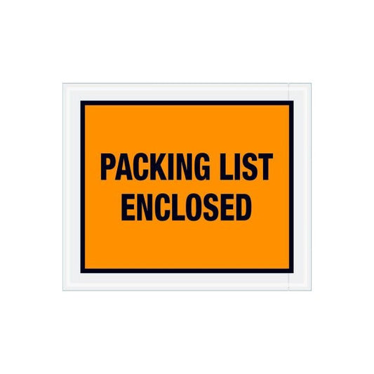 Full Face Envelopes, "Packing List Enclosed" Print, 12"L x 10"W, Orange, 500/Pack