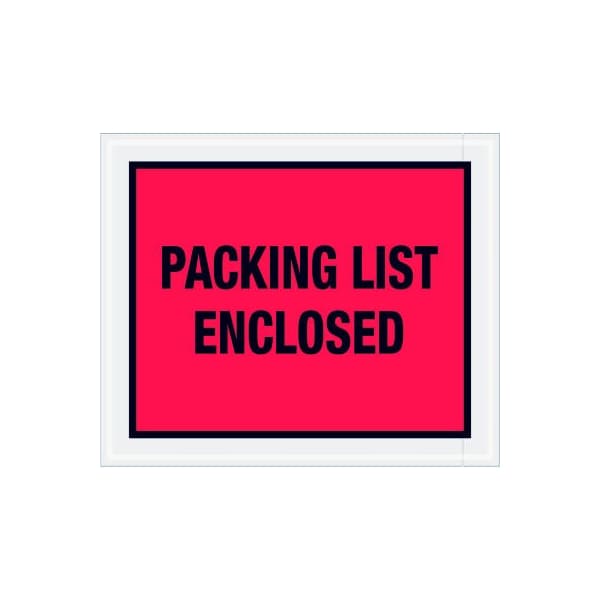 Full Face Envelopes, "Packing List Enclosed" Print, 12"L x 10"W, Red, 500/Pack
