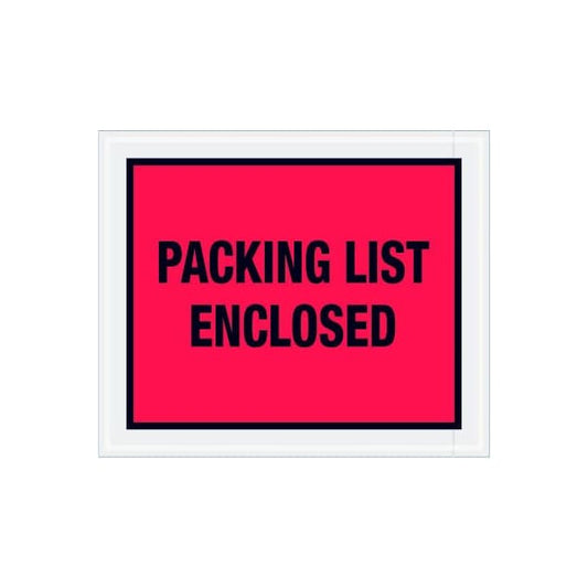 Full Face Envelopes, "Packing List Enclosed" Print, 12"L x 10"W, Red, 500/Pack