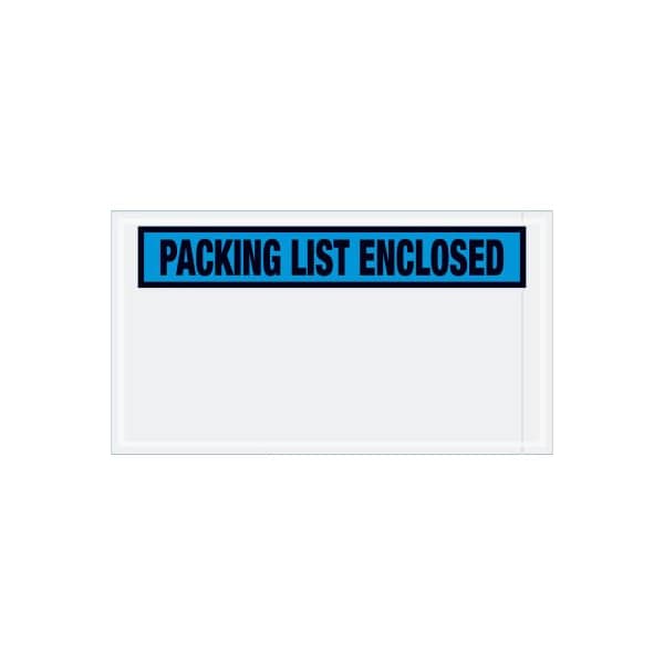 Panel Face Envelopes, "Packing List Enclosed" Print, 10"L x 5-1/2"W, Blue, 1000/Pack