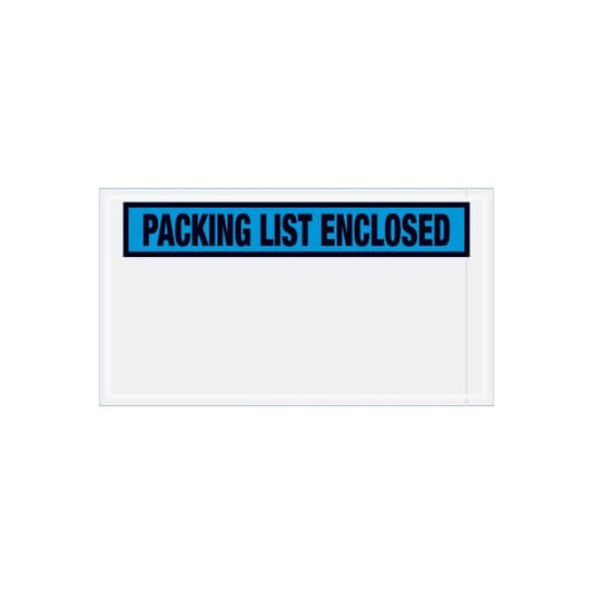 Panel Face Envelopes, "Packing List Enclosed" Print, 10"L x 5-1/2"W, Blue, 1000/Pack
