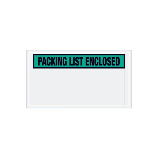 Panel Face Envelopes, "Packing List Enclosed" Print, 10"L x 5-1/2"W, Green, 1000/Pack