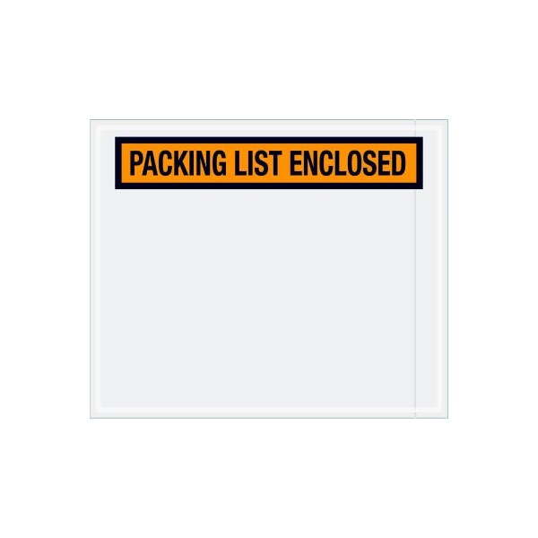 Panel Face Envelopes, "Packing List Enclosed" Print, 12"L x 10"W, Orange, 500/Pack