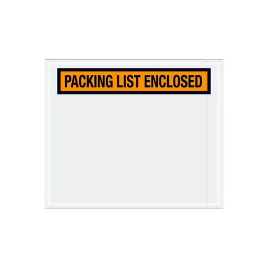 Panel Face Envelopes, "Packing List Enclosed" Print, 12"L x 10"W, Orange, 500/Pack