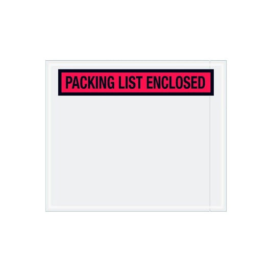 Panel Face Envelopes, "Packing List Enclosed" Print, 12"L x 10"W, Red, 500/Pack
