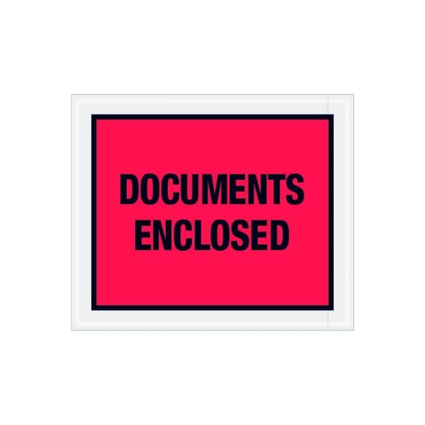 Full Face Envelopes, "Documents Enclosed" Print, 12"L x 10"W, Red, 500/Pack