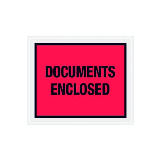 Full Face Envelopes, "Documents Enclosed" Print, 12"L x 10"W, Red, 500/Pack