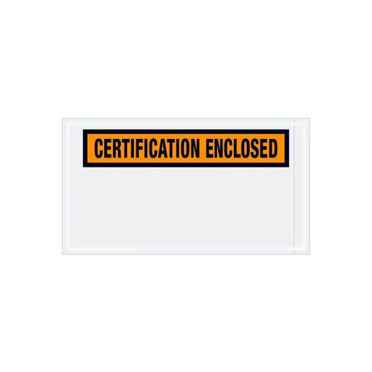 Panel Face Envelopes, "Certification Enclosed" Print, 10"L x 5-1/2"W, Orange, 1000/Pack