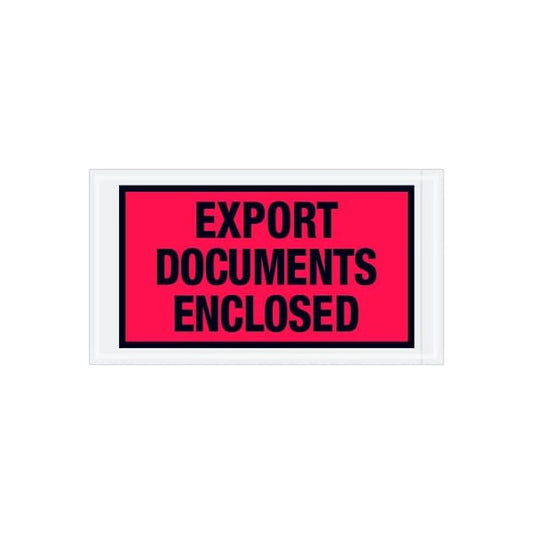 Full Face Envelopes, "Export Documents Enclosed" Print, 10"L x 5-1/2"W, Red, 1000/Pack