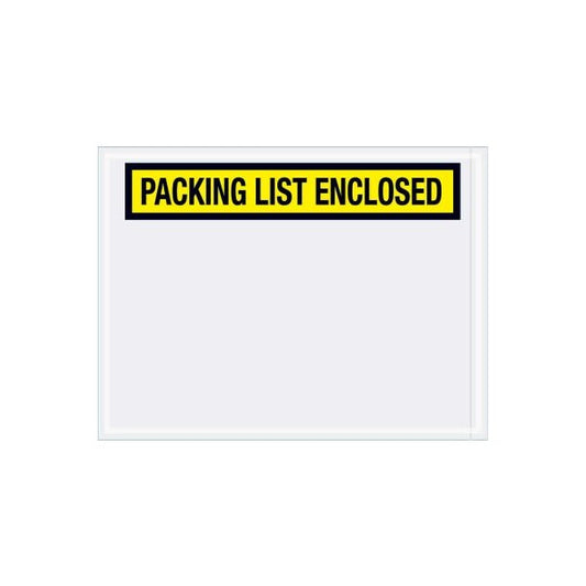 Panel Face Envelopes, "Packing List Enclosed" Print, 6"L x 4-1/2"W, Yellow, 1000/Pack
