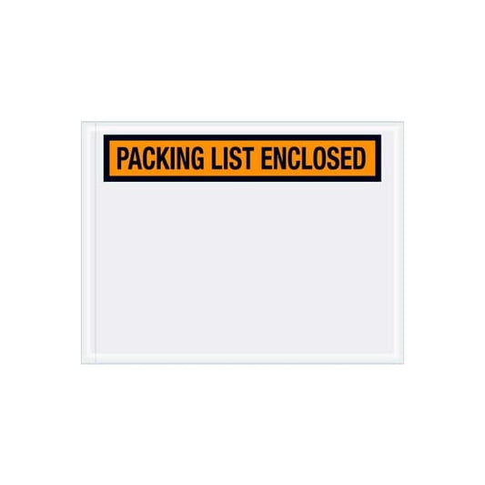 Panel Face Envelopes, "Packing List Enclosed" Print, 6"L x 4-1/2"W, Orange, 1000/Pack