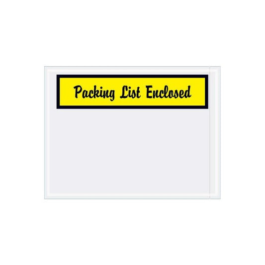 Panel Face Envelopes, "Packing List Enclosed" Script, 6"L x 4-1/2"W, Yellow, 1000/Pack
