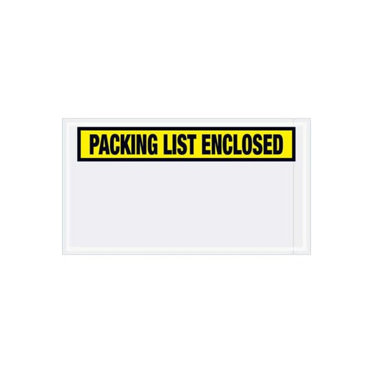 Panel Face Envelopes, "Packing List Enclosed" Print, 10"L x 5-1/2"W, Yellow, 1000/Pack
