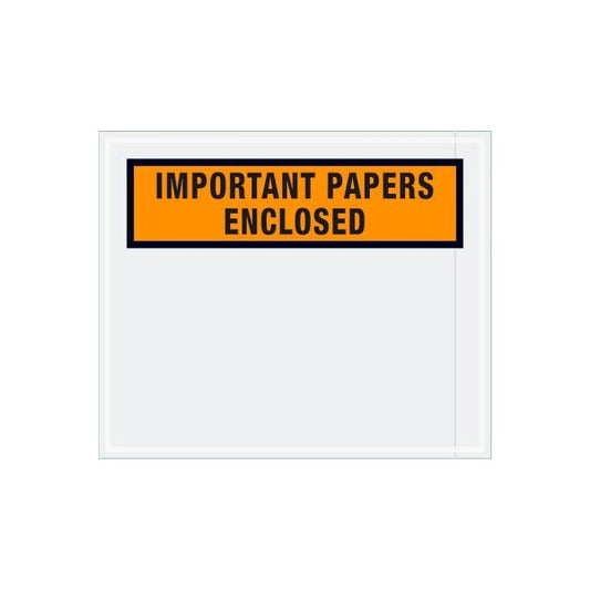 Panel Face Envelopes, "Important Papers Enclosed" Print, 12"L x 10"W, Orange, 500/Pack