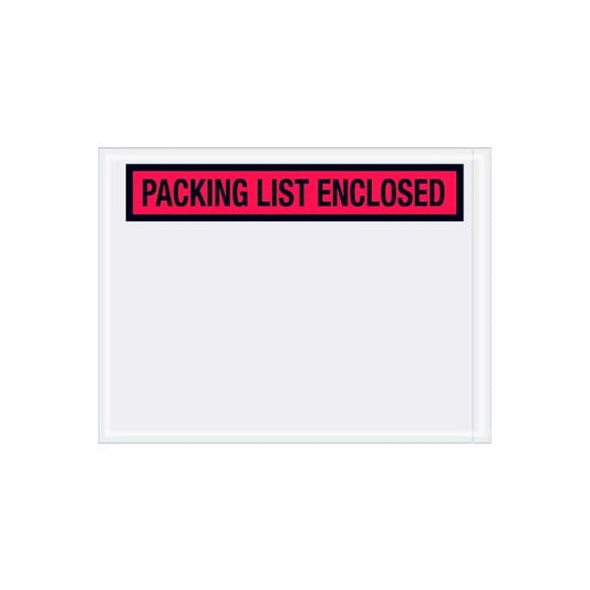 Panel Face Envelopes , "Packing List Enclosed" Print, Top Opening, 6"L x 4-1/2"W, Red, 1000/Pack