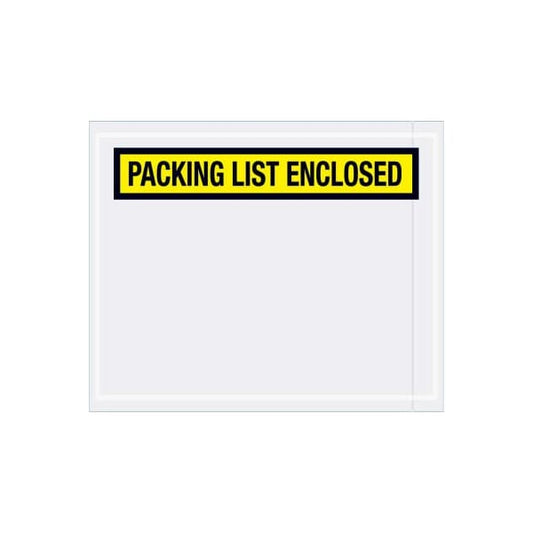 Panel Face Envelopes, "Packing List Enclosed" Print, 5-1/2"L x 4-1/2"W, Yellow, 1000/Pack