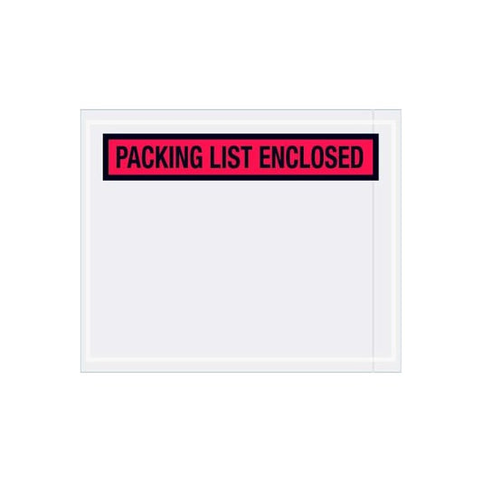 Panel Face Envelopes, "Packing List Enclosed" Print, 5-1/2"L x 4-1/2"W, Red, 1000/Pack