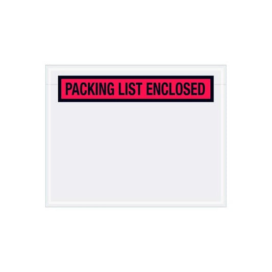 Panel Face Envelopes, "Packing List Enclosed" Print, 7"L x 5-1/2"W, Red, 1000/Pack