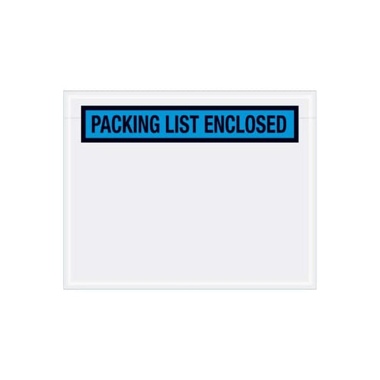 Panel Face Envelopes, "Packing List Enclosed" Print, 7"L x 5-1/2"W, Blue, 1000/Pack