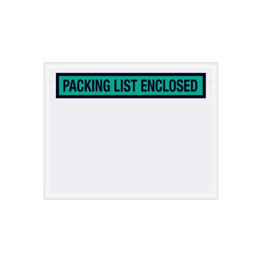 Panel Face Envelopes, "Packing List Enclosed" Print, 7"L x 5-1/2"W, Green, 1000/Pack