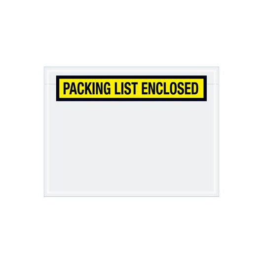 Panel Face Envelopes, "Packing List Enclosed" Print, 6-3/4"L x 5"W, Yellow, 1000/Pack