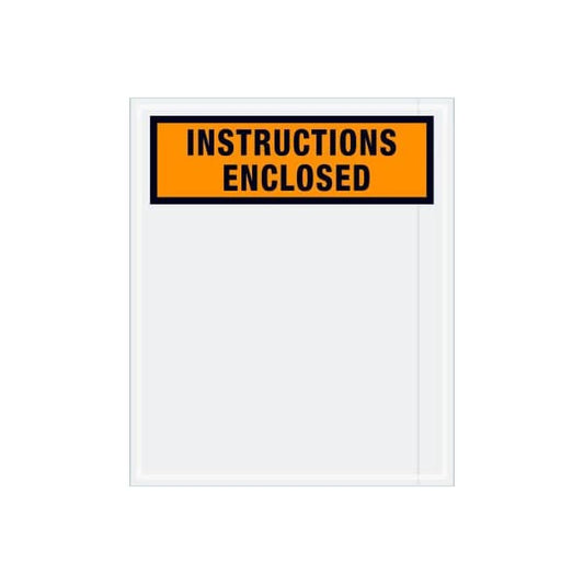 Panel Face Envelopes, "Instructions Enclosed" Print, 10"L x 12"W, Orange, 500/Pack