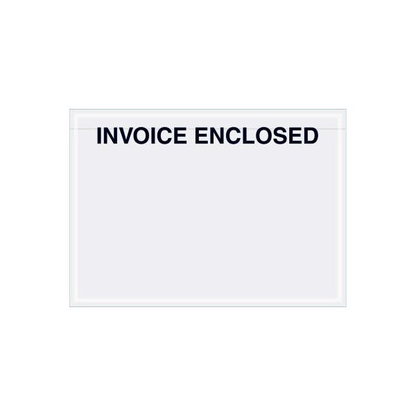 Panel Face Envelopes, "Invoice Enclosed" Print, 7"L x 5"W, Clear, 1000/Pack