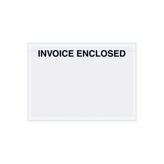 Panel Face Envelopes, "Invoice Enclosed" Print, 7"L x 5"W, Clear, 1000/Pack