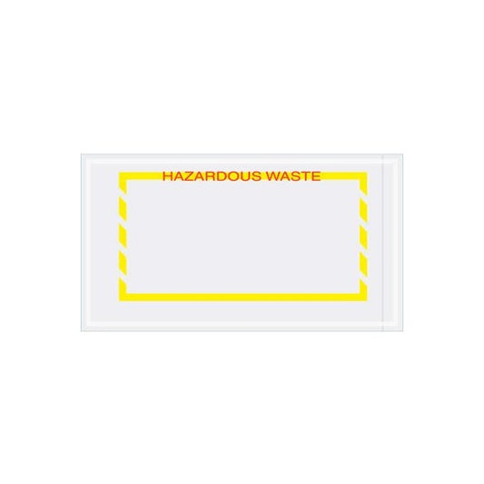 Panel Face Envelopes w/ "Hazardous Waste" Print, 10"L x 5-1/2"W, Yellow/Red, 1000/Pack