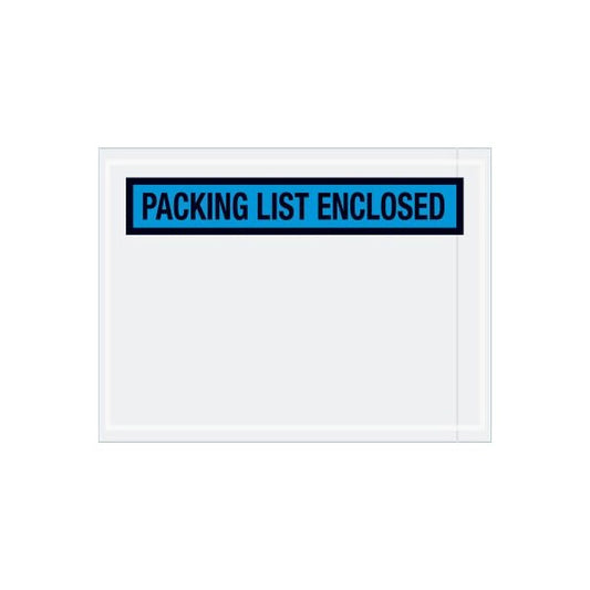 Panel Face Envelopes, "Packing List Enclosed" Print, 6"L x 4-1/2"W, Blue, 1000/Pack