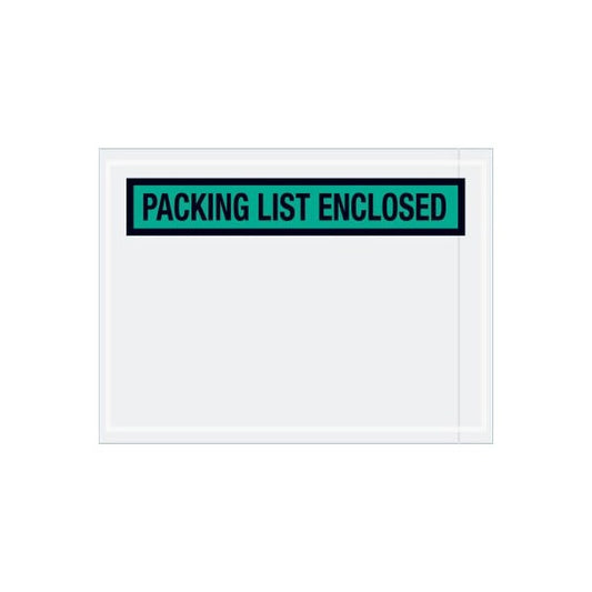 Panel Face Envelopes, "Packing List Enclosed" Print, 6"L x 4-1/2"W, Green, 1000/Pack