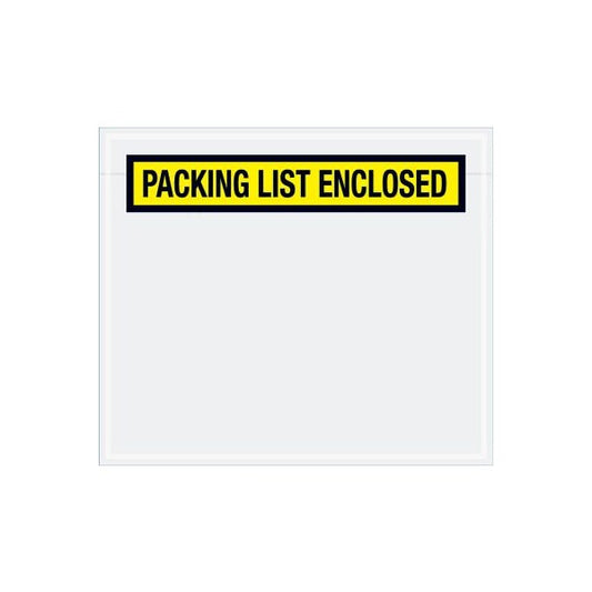 Panel Face Envelopes, "Packing List Enclosed" Print, 7"L x 6"W, Yellow, 1000/Pack
