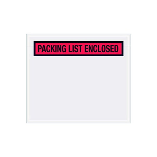Panel Face Envelopes, "Packing List Enclosed" Print, 7"L x 6"W, Red, 1000/Pack