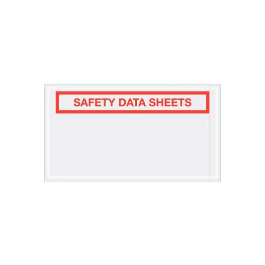 Full Face SDS Envelopes, "Safety Data Sheets" Print, 10"L x 5-1/2"W, Clear, 1000/Pack
