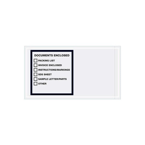 Full Face Envelopes, "Documents Enclosed" Print, 10"L x 5-1/2"W, Clear, 1000/Pack