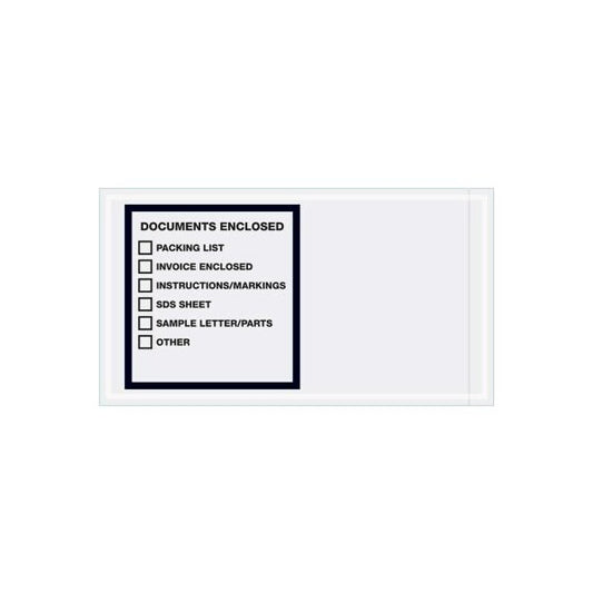 Full Face Envelopes, "Documents Enclosed" Print, 10"L x 5-1/2"W, Clear, 1000/Pack